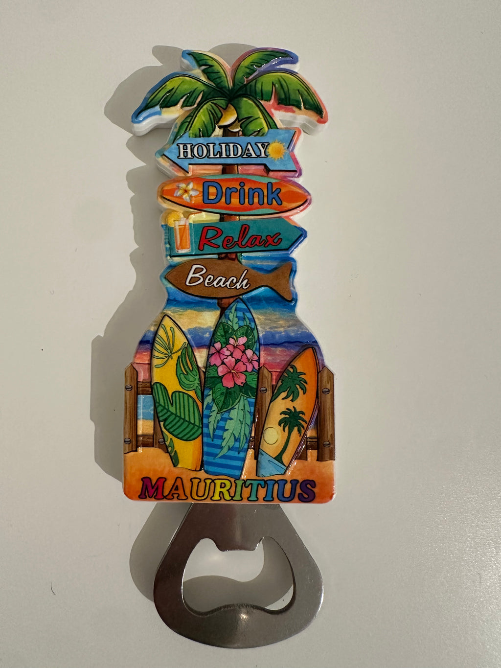 Magnetischer Flaschenöffner mit Tropical Design aus Mauritius