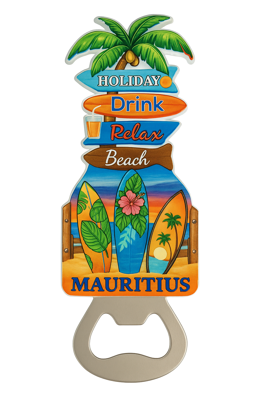 Magnetischer Flaschenöffner mit Tropical Design aus Mauritius