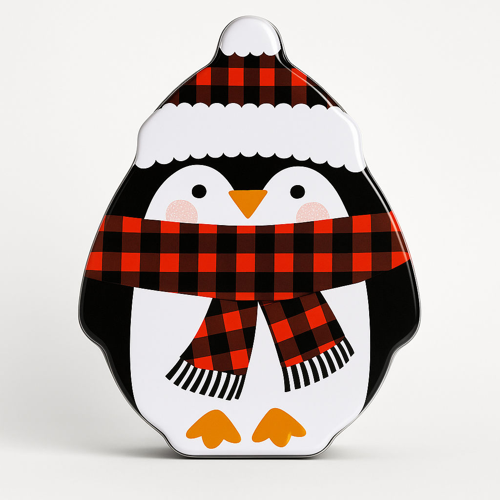 Weihnachtliche Keksdose – Pinguin | Süsse Metall-Aufbewahrungsdose