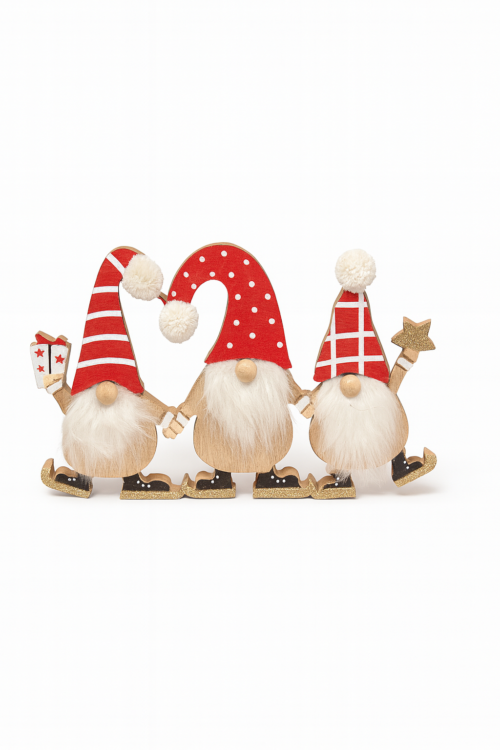 Weihnachtliche Holz-Wichtel – 3er-Set